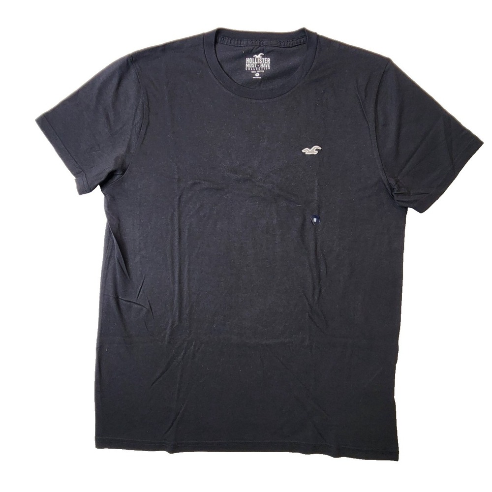 Hollister Men's T-shirt Black Short Sleeve Embroidery Logo, Size Medium NWT